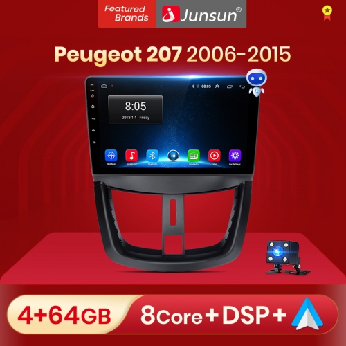 Junsun V1pro AI Voice For P eugeot 207 2006 - 2015 car radio 2 din android Auto Multimedia GPS Track Carplay 2din DVD