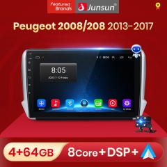 Junsun V1 pro Android 10 For P eugeot 208 2008 2013 - 2017 Car Radio Multimedia Video Players Android Auto CarPlay 2 din dvd