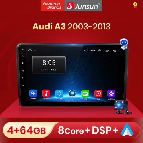 Junsun V1 pro AI Voice 2 din Android Auto Radio for Audi A3 8P 2003 - 2013 Car Radio Multimedia GPS Track Carplay 2din dvd