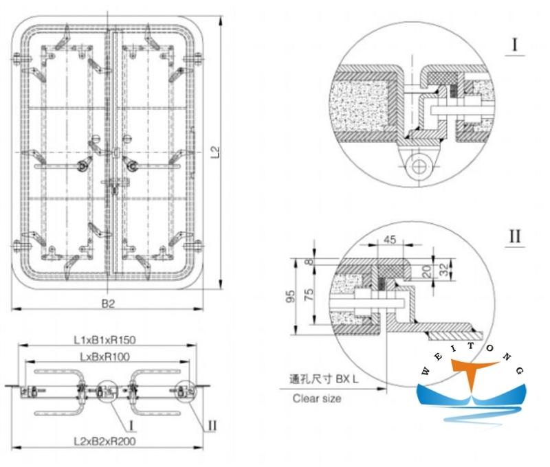 A60 Double Leaf Steel Marine Weathertight Door