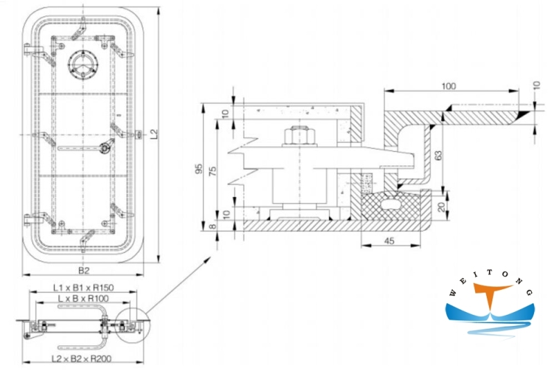 A60 Fire-proof Steel Marine Watertight Door