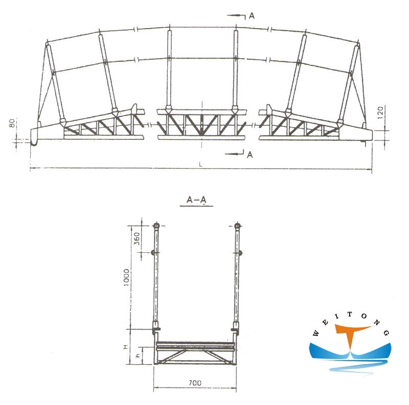Bend Type Aluminum Wharf Ladder