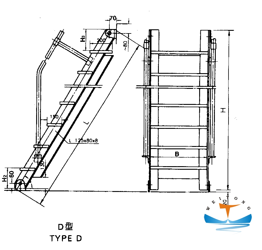 Marine Steel Inclined Ladder for Ship Engine Room