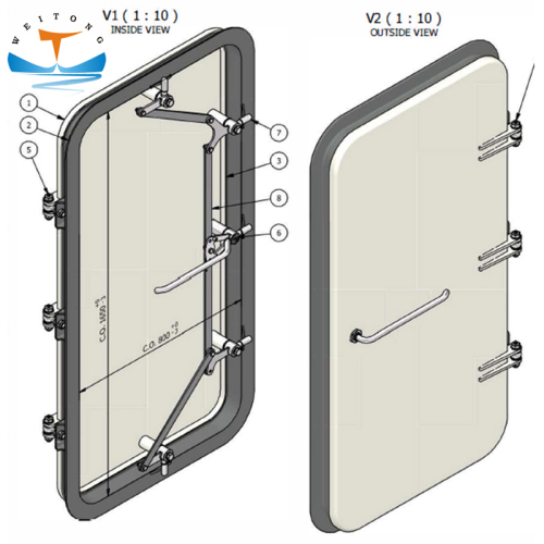 ABS/BV A60 Steel/Aluminum Marine Watertight/Weathertight Door