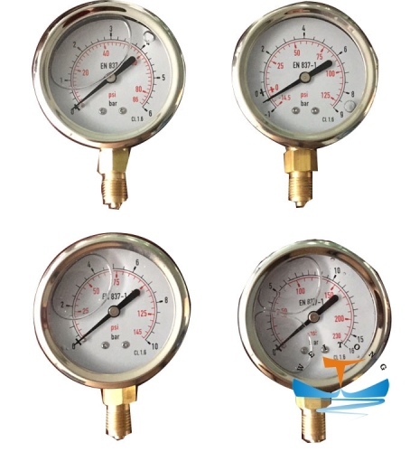 IMPA 653101-653139 Stainless Steel Glycerin Filled Pressure Gauge