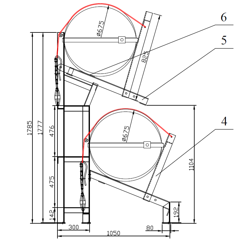 Tilted Cradle For Double Vertical Liferafts