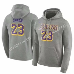 Lakers NBA Gray #23 (JAMES) With Hat Tracksuit Top-CZ