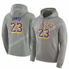 Lakers NBA Gray #23 (JAMES) With Hat Tracksuit Top-CZ
