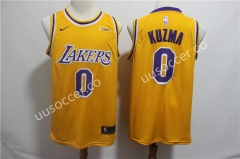 Lakers NBA Round Neck Yellow #0 Jersey