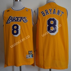 Retro Version Lakers NBA Round Neck Yellow #8 Jersey