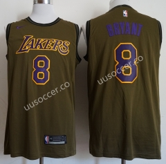 Lakers NBA Round Neck Army Green #8 Jersey