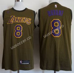 Lakers NBA Round Neck Army Green #8 Jersey