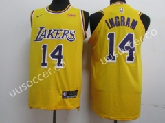 Lakers NBA Round Neck Yellow #14 Jersey