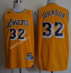 Retro Version Lakers NBA Round Neck Yellow #32 Jersey