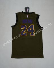 Lakers NBA Round Neck Army Green #24 Jersey
