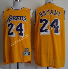 Retro Version Lakers NBA Round Neck Yellow #24 Jersey