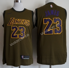 Lakers NBA Round Neck Army Green #23 Jersey