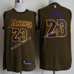 Lakers NBA Round Neck Army Green #23 Jersey