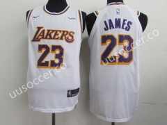 Retro Version Lakers NBA Round Neck White  #23 Jersey