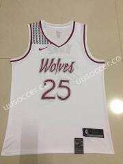 NBA Minnesota Timberwolves White #25 Jersey