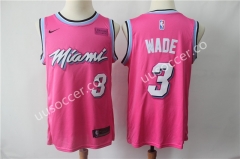 City Version NBA Miami Heat Rose red  #3 Jersey