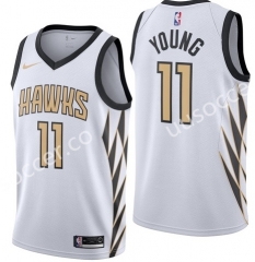 City Version NBA Atlanta Hawks White #11 Jersey