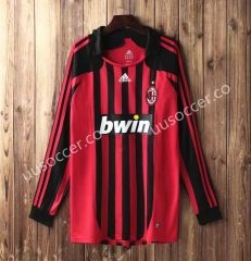 2007-2008 AC Milan Home Red & Black LS Thailand Soccer Jersey AAA-SL