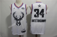 2019 All-Star NBA Milwaukee Bucks White #34 Jersey