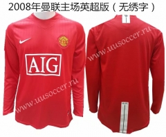 2008 Retro version Manchester United Home Red LS Thailand Soccer Jersey AAA