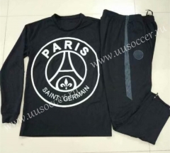 02 Version Paris SG Black Round Collar Thailand Soccer Tracksuit Uniform-GDP