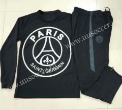 02 Version Paris SG Black Round Collar Thailand Soccer Tracksuit Uniform-GDP