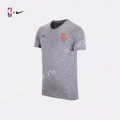 2019 NBA Houston Rockets Gray With Orange logo Cotton T-shirt