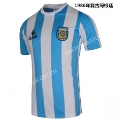 Retro Version 1986 Argentina Home Blue and White Thailand Soccer Jersey AAA
