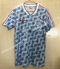 With logo  Retro Version Man Unit Red Away Blue White Thailand Soccer Jersey AAA-811