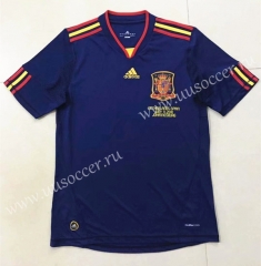 2010 Retro Version Spain  Away Royal Blue Thailand Soccer Jersey AAA-510