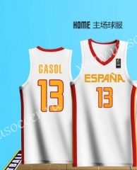 2019 World Cup Spain Home White #13 GASOL NBA Jersey