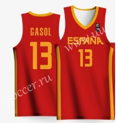 2019 World Cup Spain Away Red #13 GASOL NBA Jersey