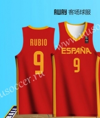 2019 World Cup Spain Away Red  #9 RUBIO NBA Jersey