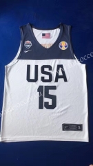 2019 World Cup USA White #15 NBA Jersey