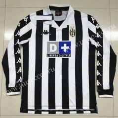 Retro Version 1999-2000 Juventus Home Black & White Thailand LS Soccer Jersey AAA-SL