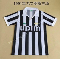 Retro Version 1991Juventus Home White & Black Thailand Soccer Jersey AAA-DG