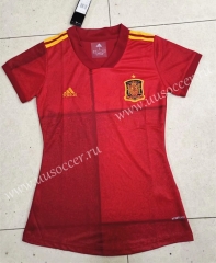 2020 European Cup Spain Home Red Female Thailand Soccer Jersey