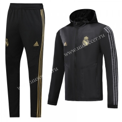 2020-2021 Real Madrid Black Trench Coats Uniform With Hat-LH