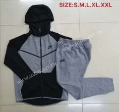2020-2021 Nike Gray With Hat Soccer Jacket Uniform (Black pocket）