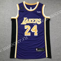 Retro Version NBA Lakers Royal Blue Round Collar #24 Jersey