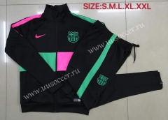 2020-2021 Barcelona Black with Pink and Green Thailand Soccer Jacket Uniform-815