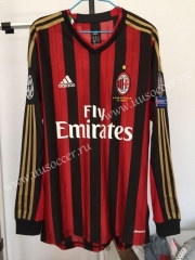 Retro version AC Milan Home Red & Black LS Thailand Soccer Jersey AAA