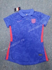 2020 European Cup England Away Blue Female Thailand Soccer Jersey