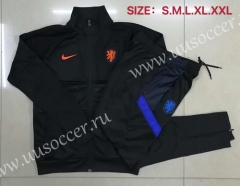 2020-2021 Netherlands Black High Collar Thailand Soccer Jacket Uniform-815