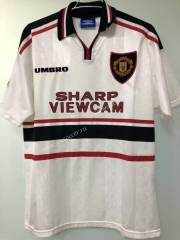 1998/1999 Retro Version Manchester United White Thailand Soccer Jersey AAA